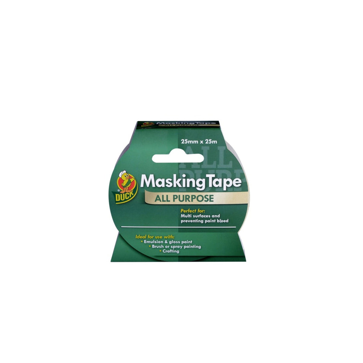 Duck Tape all purpose beige masking tape 25mm x 25m roll, view 2