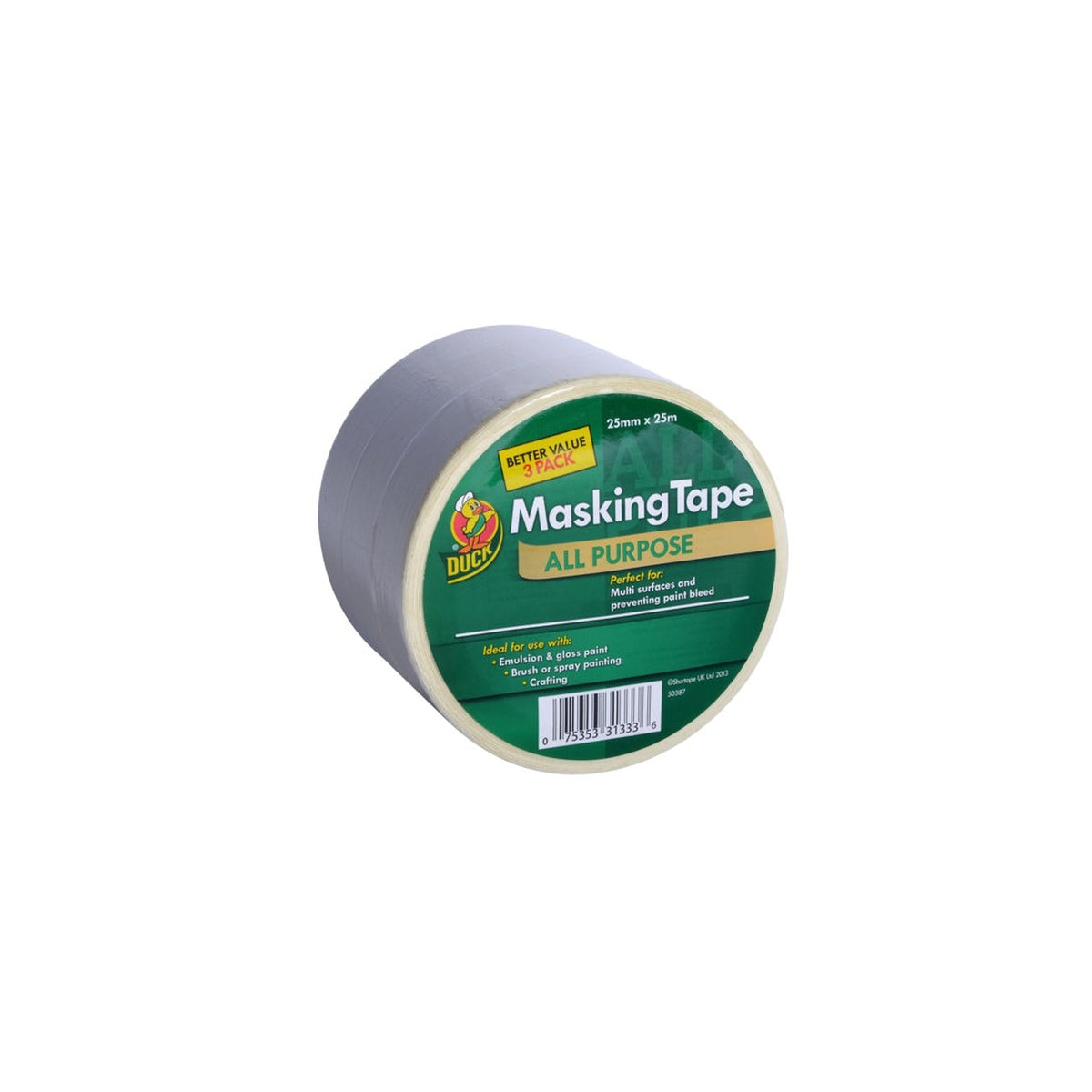 Duck Tape all purpose beige masking tape triple pack, 25mm x 25m rolls