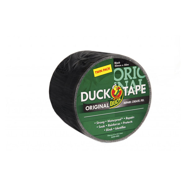 Duck Tape Original black cloth tape twin pack 50mm x 50m