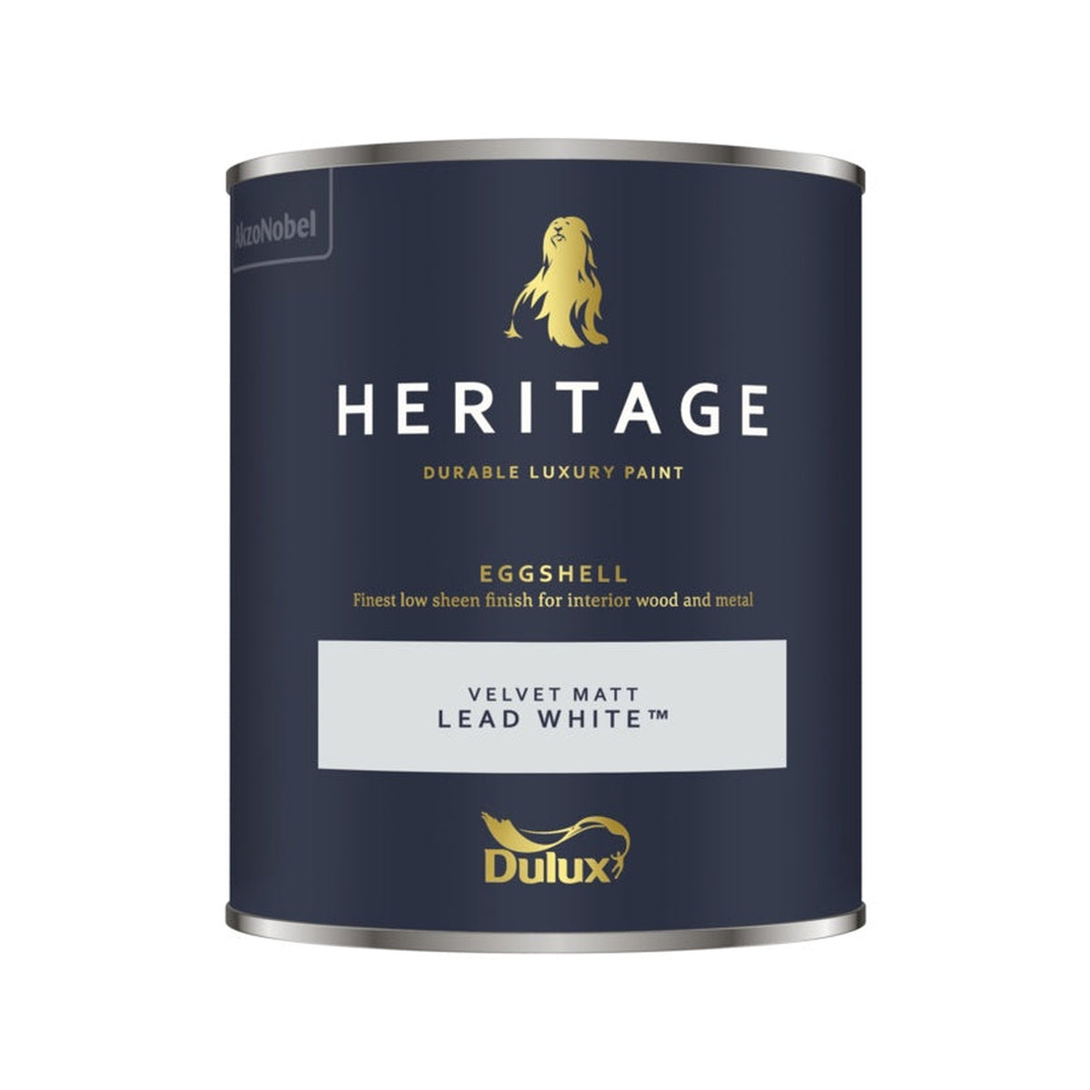 Dulux Heritage Eggshell 750ml tin in Lead White
