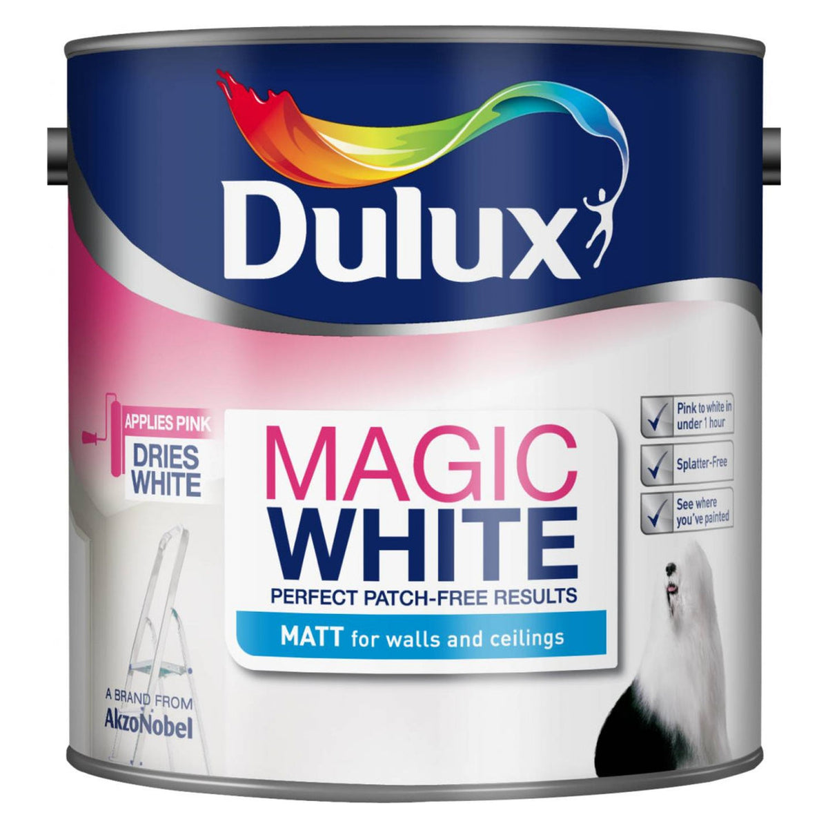 Dulux Magic White Matt 2.5L tin in Pure Brilliant White