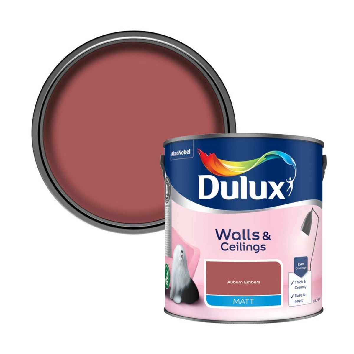 Dulux Matt emulsion 2.5L tin in Auburn Embers