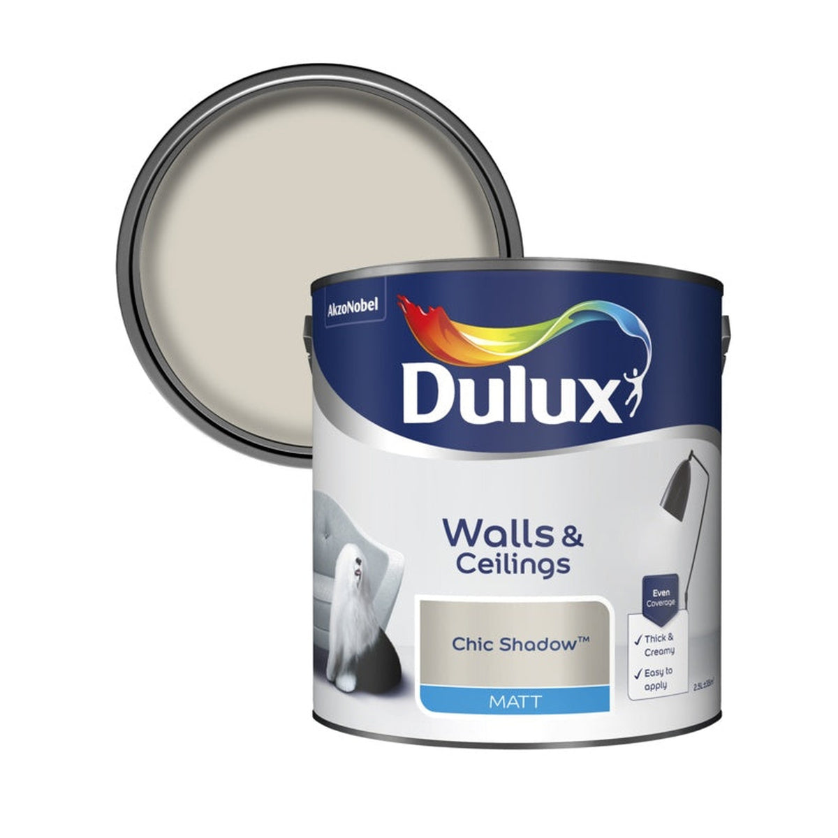 Dulux Matt emulsion 2.5L tin in Chic Shadow