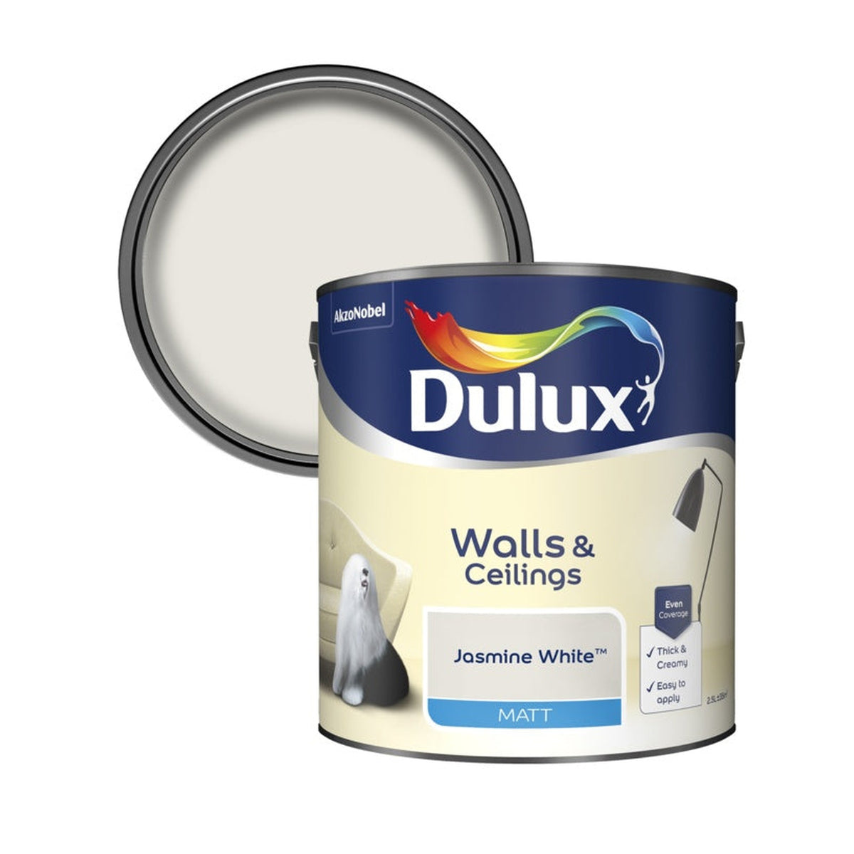 Dulux Matt Emulsion 2.5L tin in Jasmine White