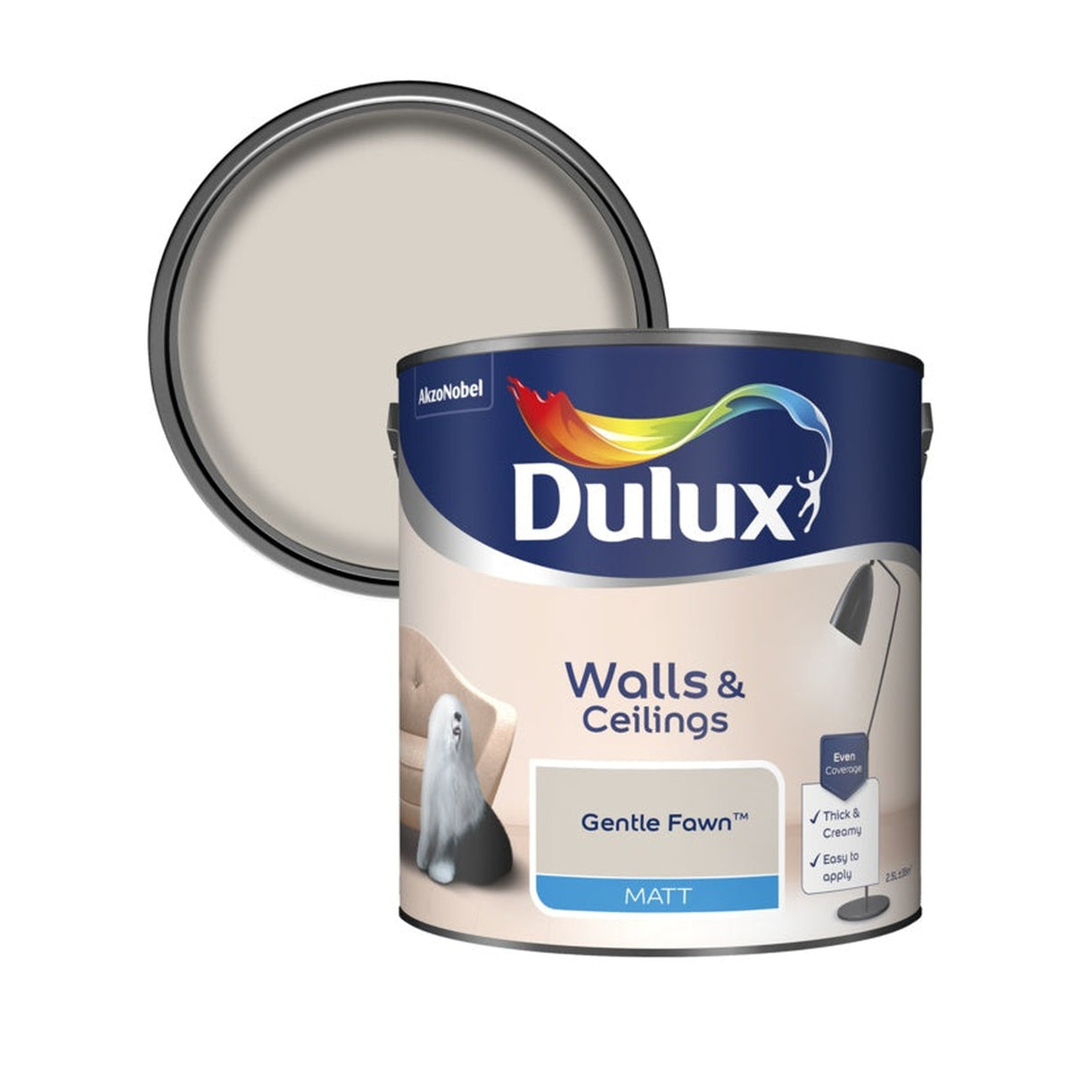 Dulux Matt Emulsion 2.5L tin in Gentle Fawn