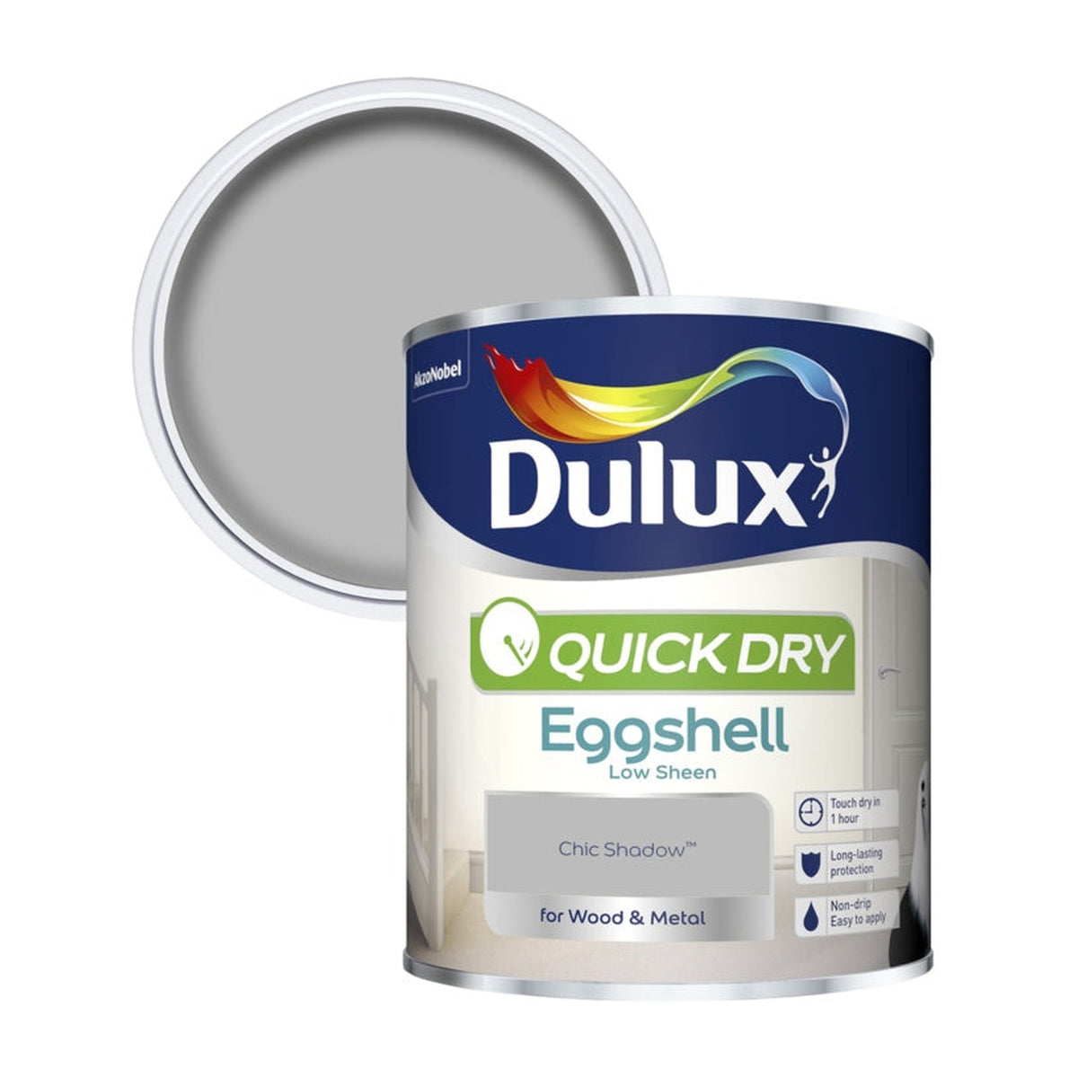 Dulux Quick Dry Eggshell 750ml tin in Chic Shadow