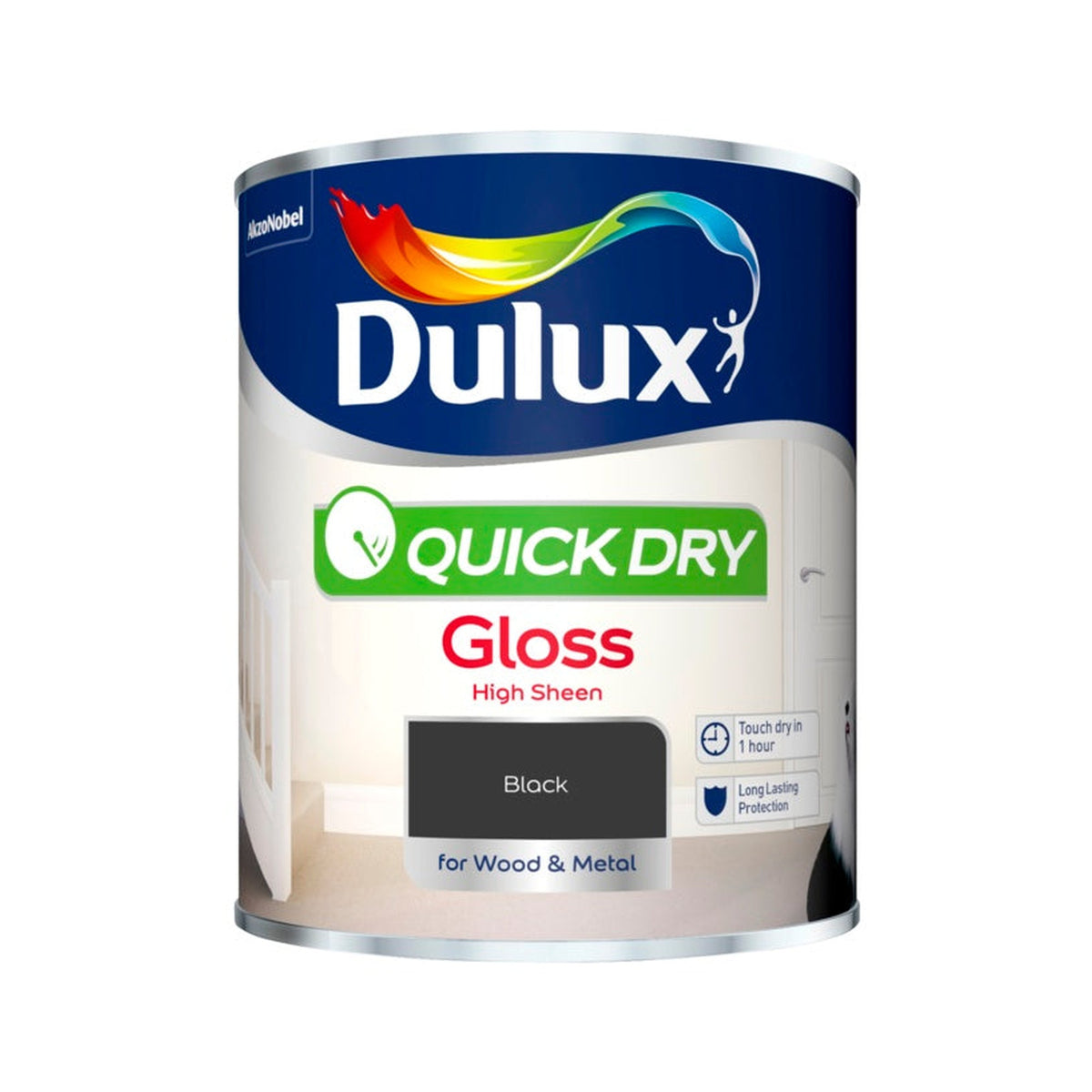 Dulux Quick Dry Gloss 750ml tin in Black