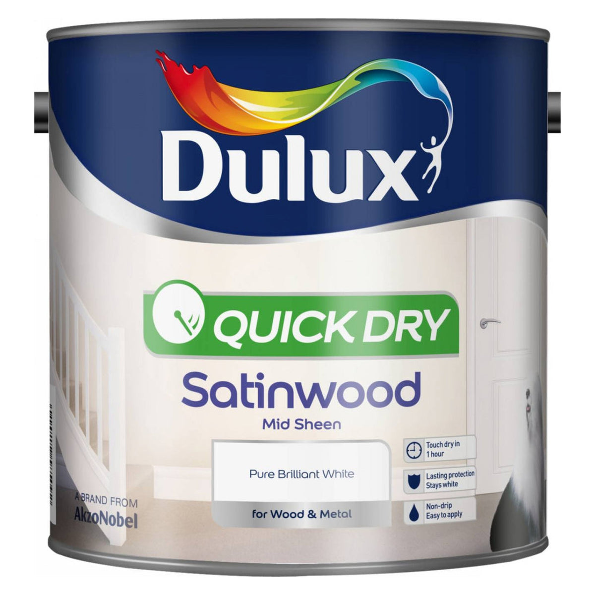 Dulux Quick Dry Satinwood 2.5L in Pure Brilliant White