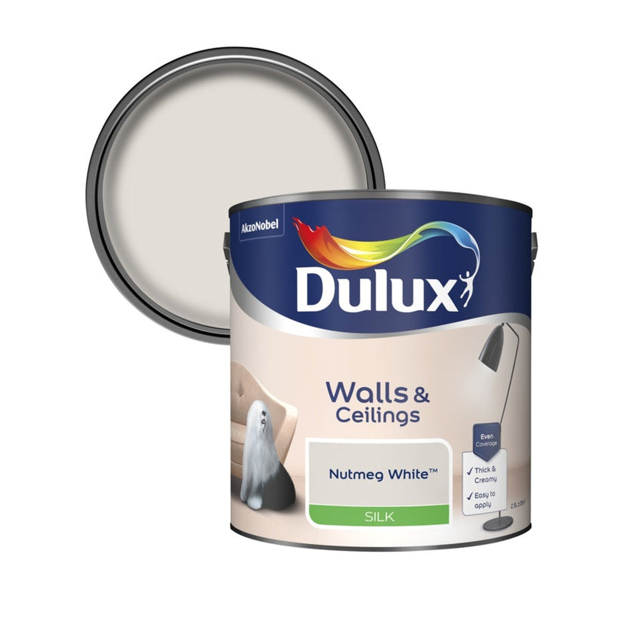 Dulux Silk emulsion 2.5L tin in Nutmeg White