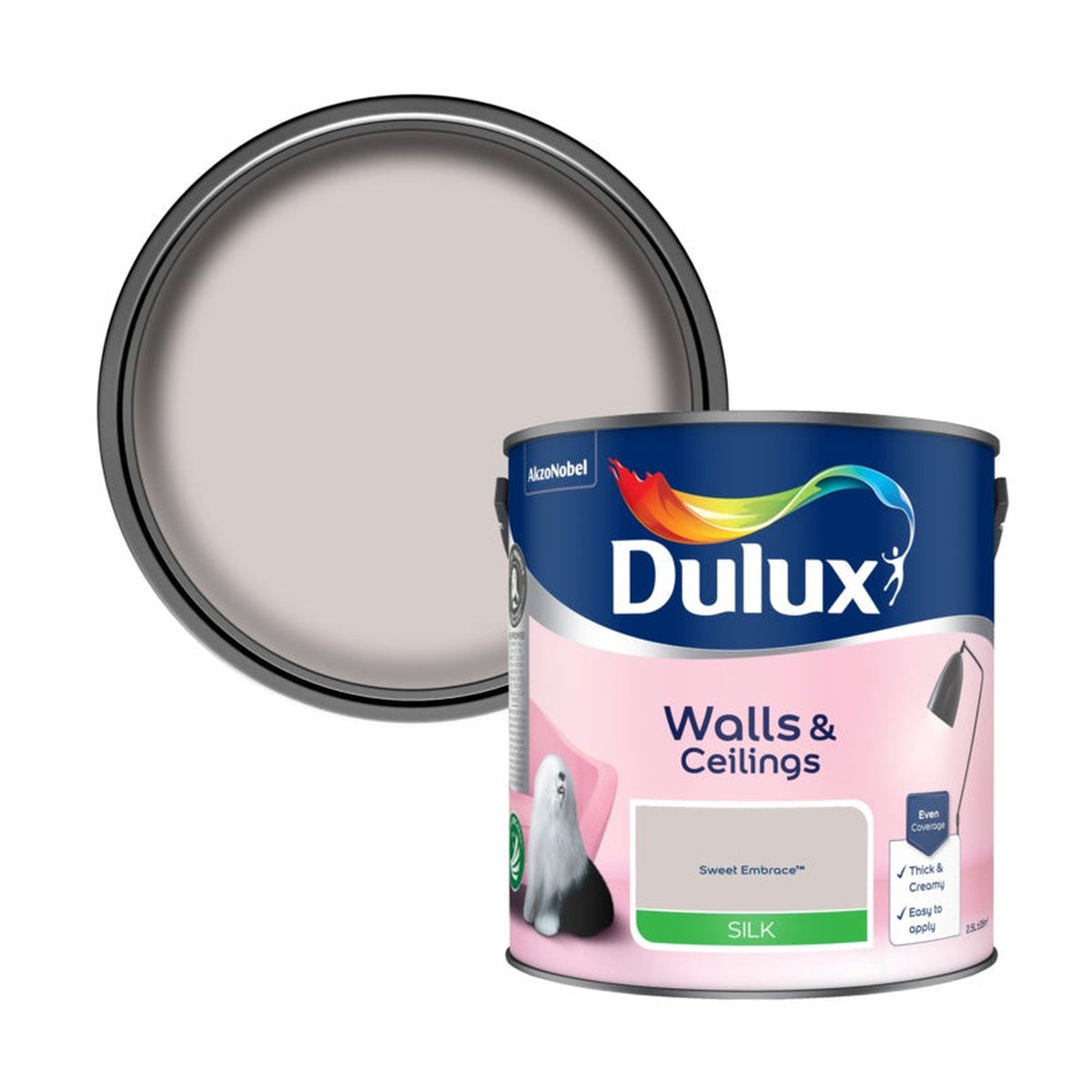 Dulux Silk emulsion 2.5L tin in Sweet Embrace