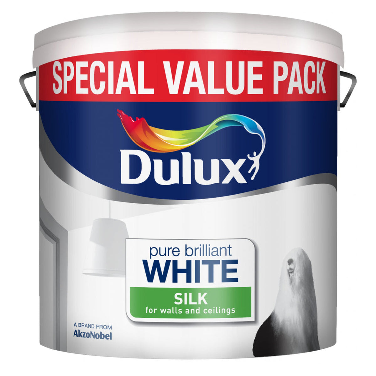 Dulux Silk Emulsion 6L tin in Pure Brilliant White