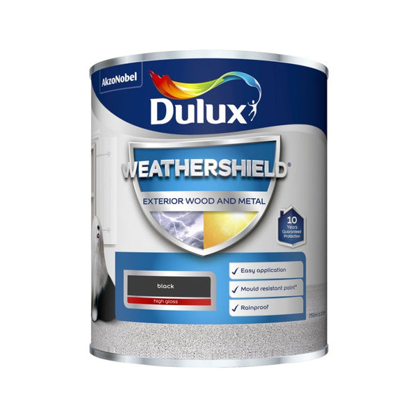 Dulux Weathershield Exterior Gloss Black 750ml tin