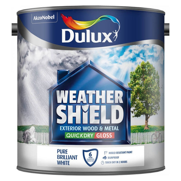 Dulux Weathershield Quick Dry Exterior Gloss 2.5L Pure Brilliant White
