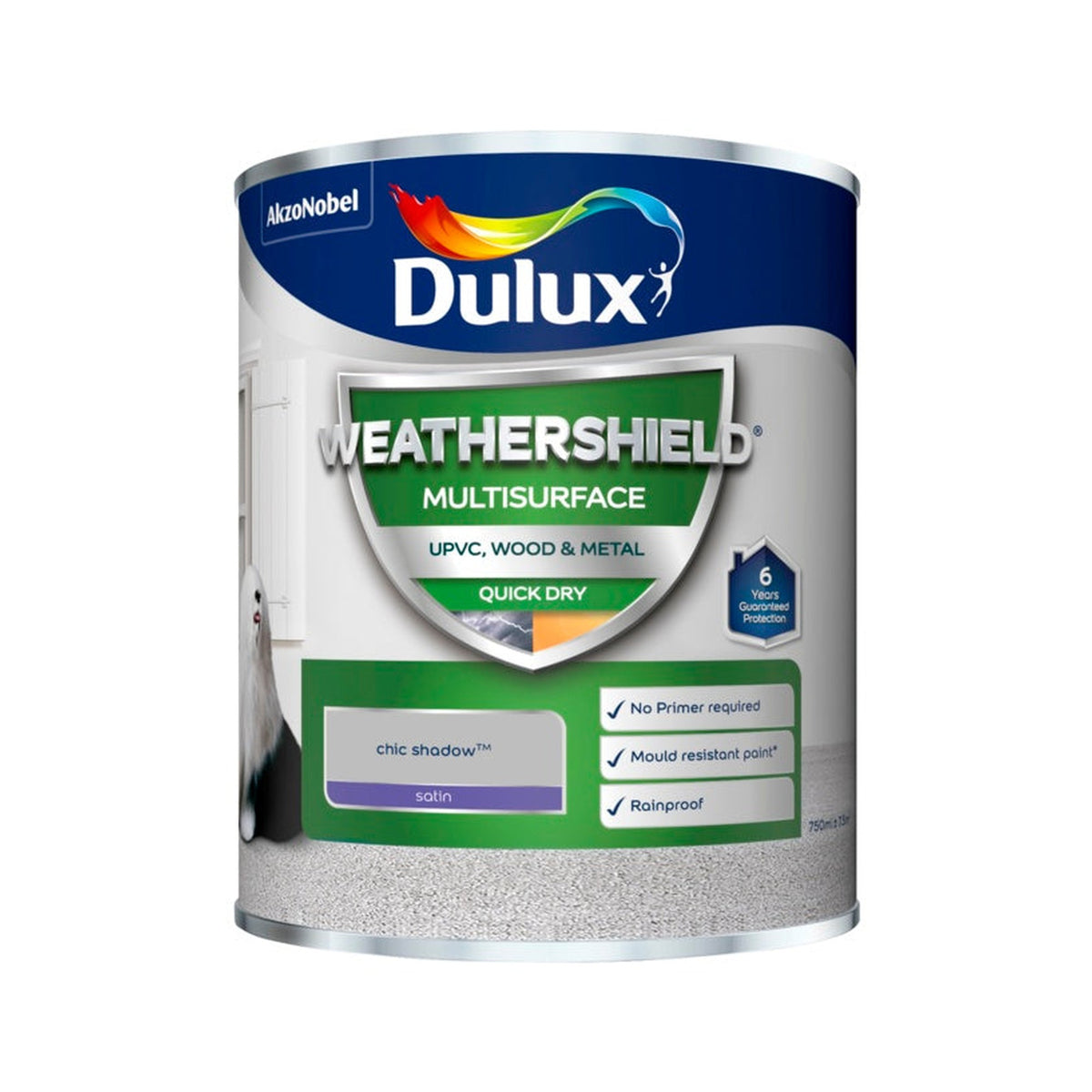 Dulux Weathershield Multi Surface Quick Dry Satin 750ml in Chic Shadow