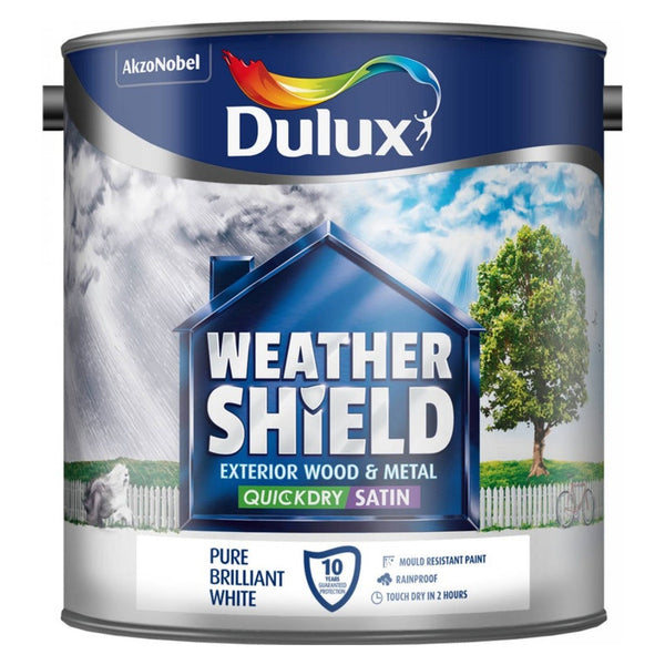 Dulux Weathershield Quick Dry Satin 2.5L in Pure Brilliant White