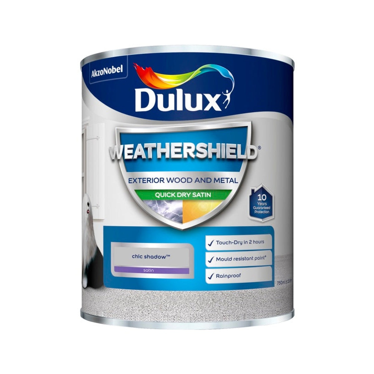 Dulux Weathershield Quick Dry Satin 750ml tin in Chic Shadow