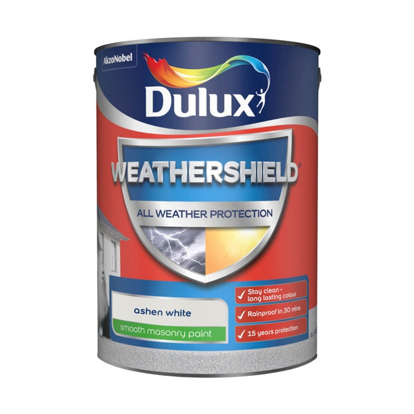 Dulux Weathershield Smooth Masonry Paint 5L in Ashen White