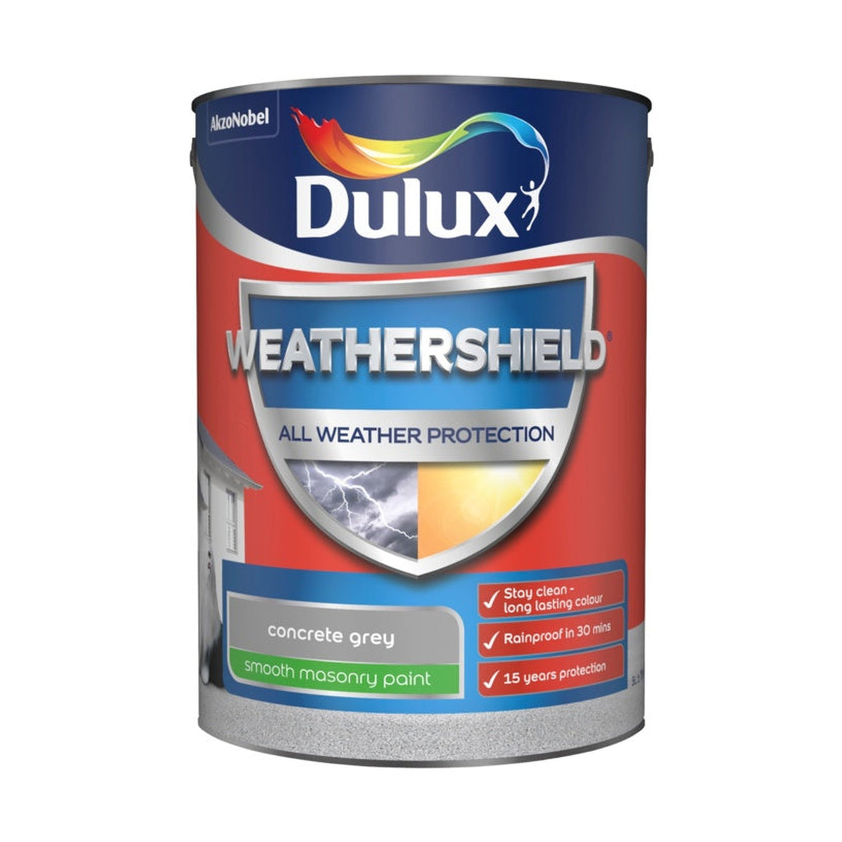Dulux Weathershield Smooth Masonry Paint 5L in Concrete Grey