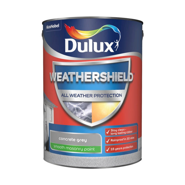 Dulux Weathershield Smooth Masonry Paint 5L in Concrete Grey
