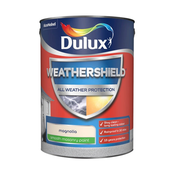 Dulux Weathershield Smooth Masonry Paint 5L tin in Magnolia