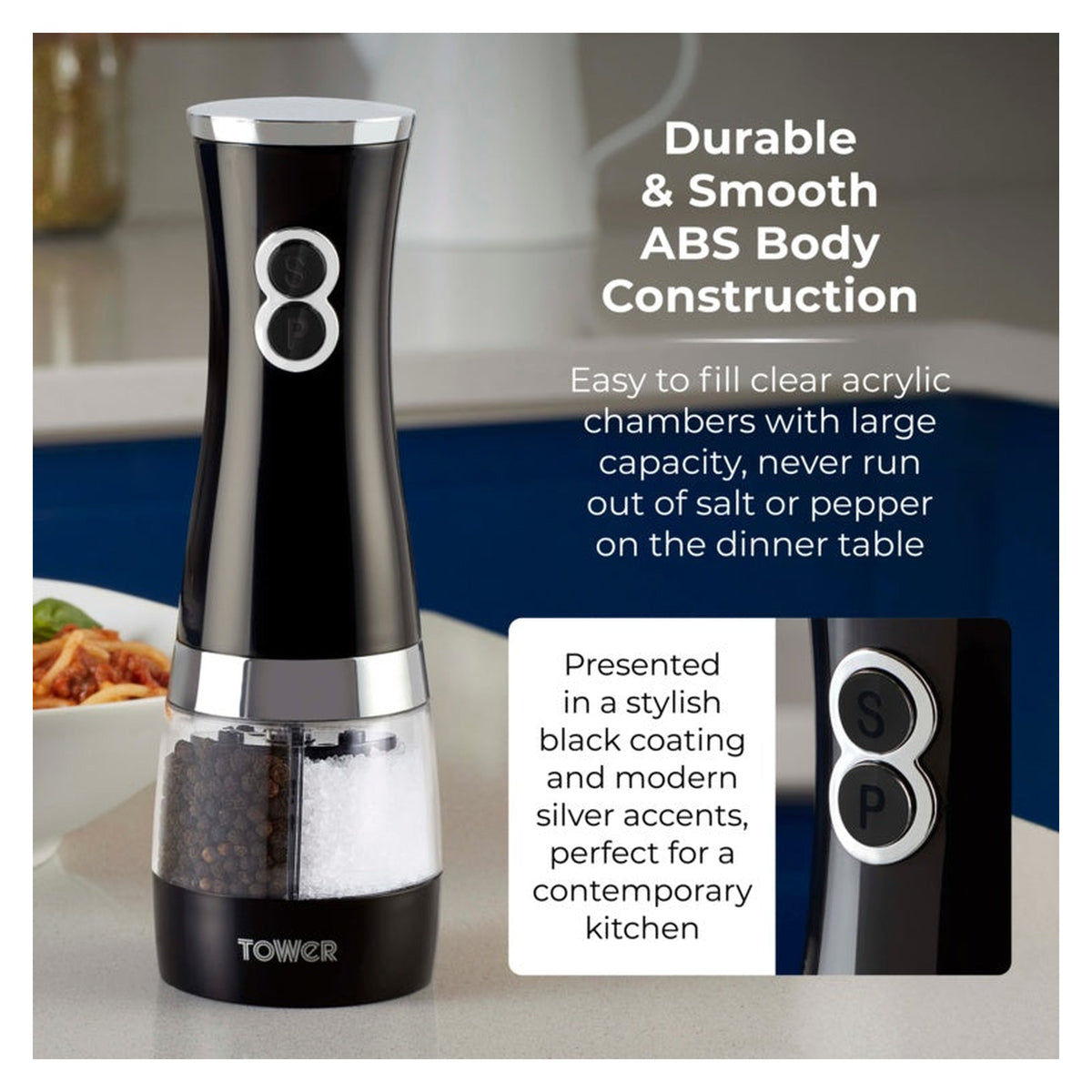 Duo Electric Salt/Pepper Mill - Black, view 2