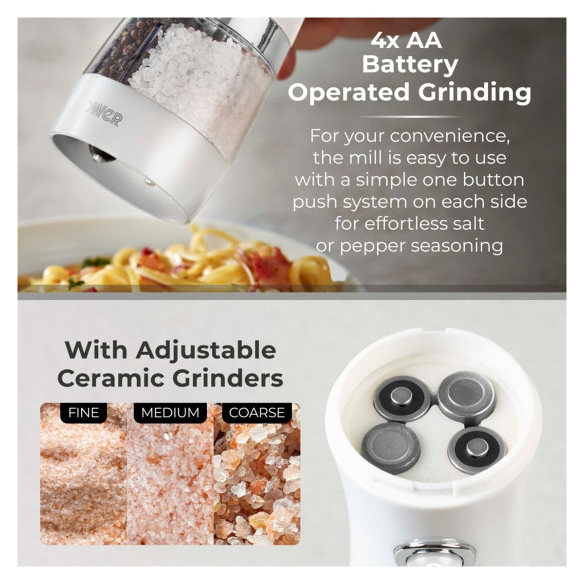 Duo Electric Salt/Pepper Mill - White, view 5