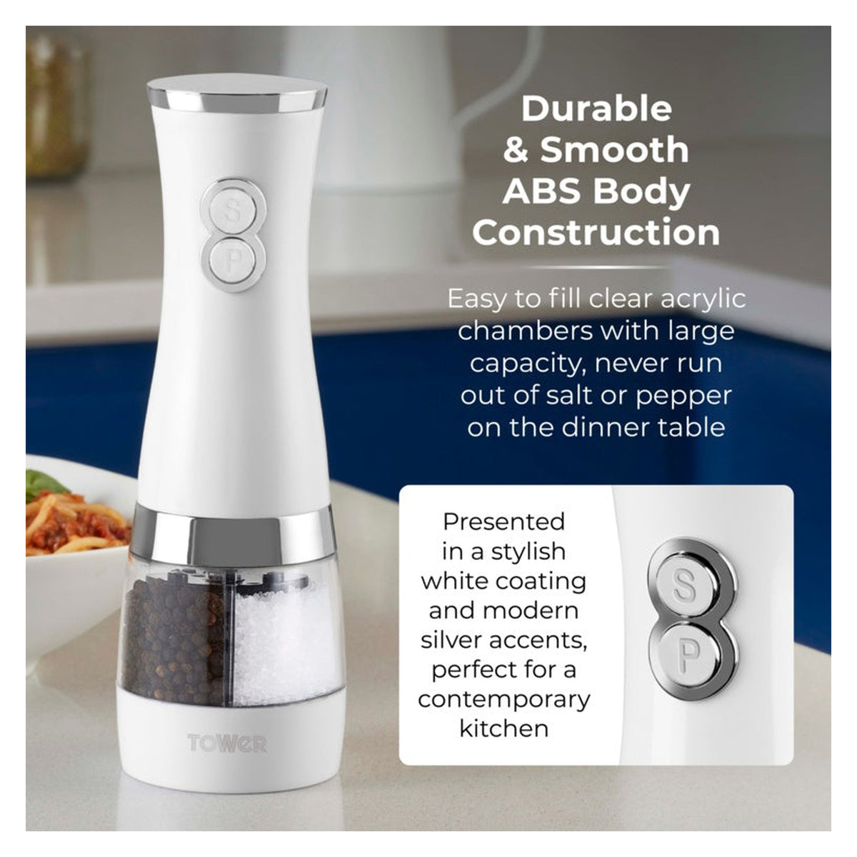 Duo Electric Salt/Pepper Mill - White, view 8