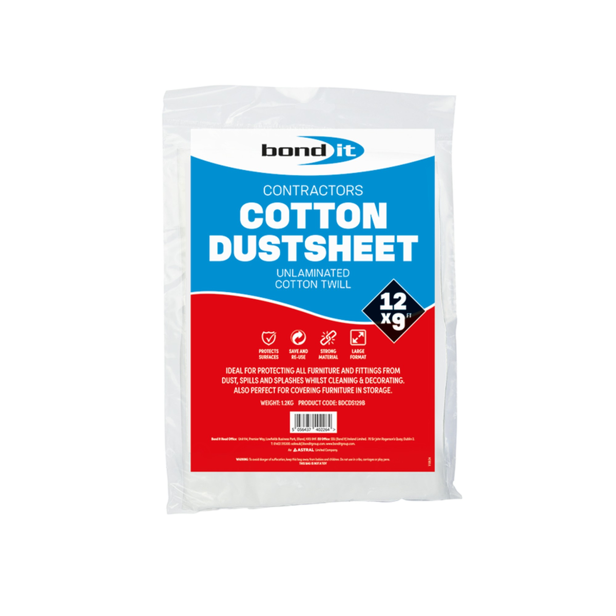 Dust Sheet Cotton Twill Cream - 12 x 9ft