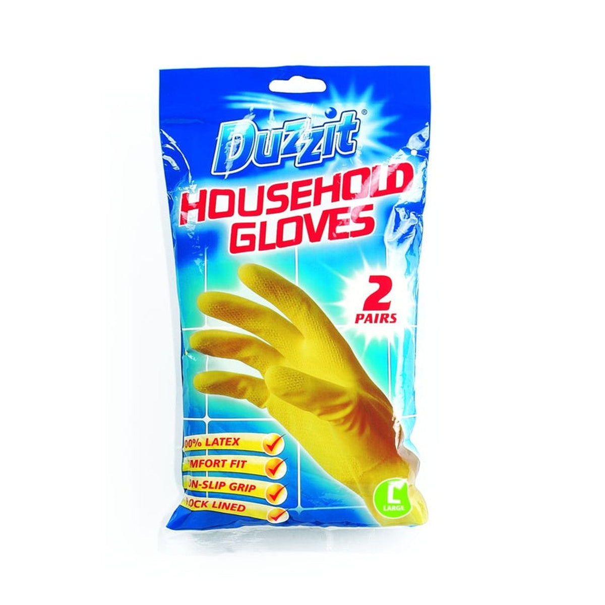 Duzzit large latex gloves 2 pack