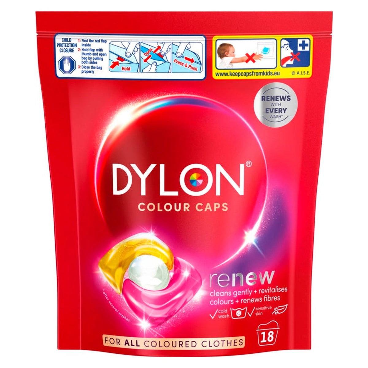 Dylon Colour Caps 18 wash laundry detergent