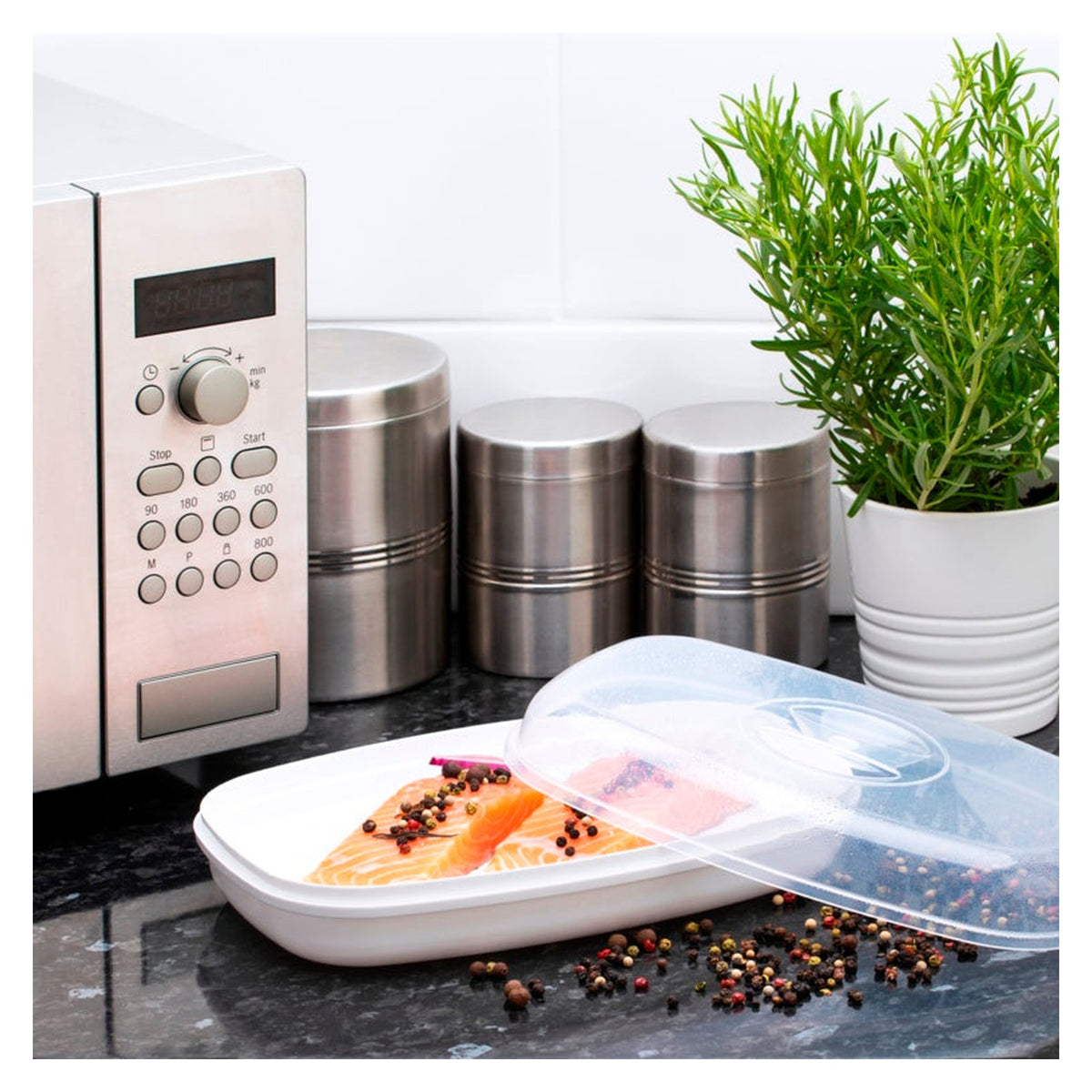 Easy Cook clear microwave fish steamer