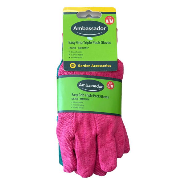 Easy Grip Triple Pack Gloves - 8/M