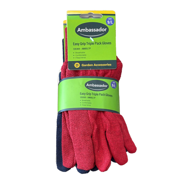 Easy Grip Triple Pack Gloves - 9/L
