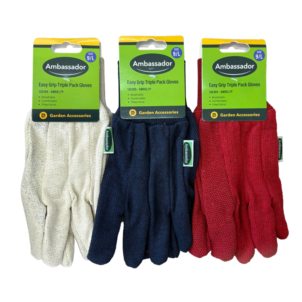 Easy Grip Triple Pack Gloves - 9/L, view 2