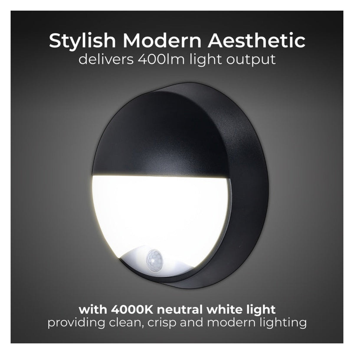 Eco Round BulkHead Eyelid PIR 10w - 400lm, view 2