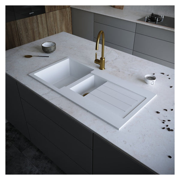 Ellsi white Comite 1.5 bowl sink and waste