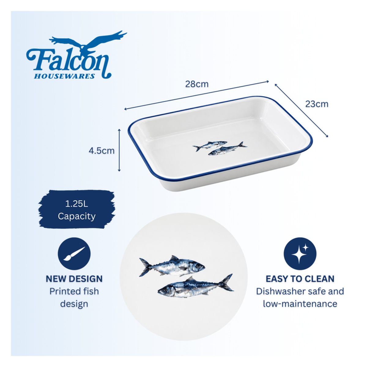 Enamel Bake Pan 28cm - Fish, view 6