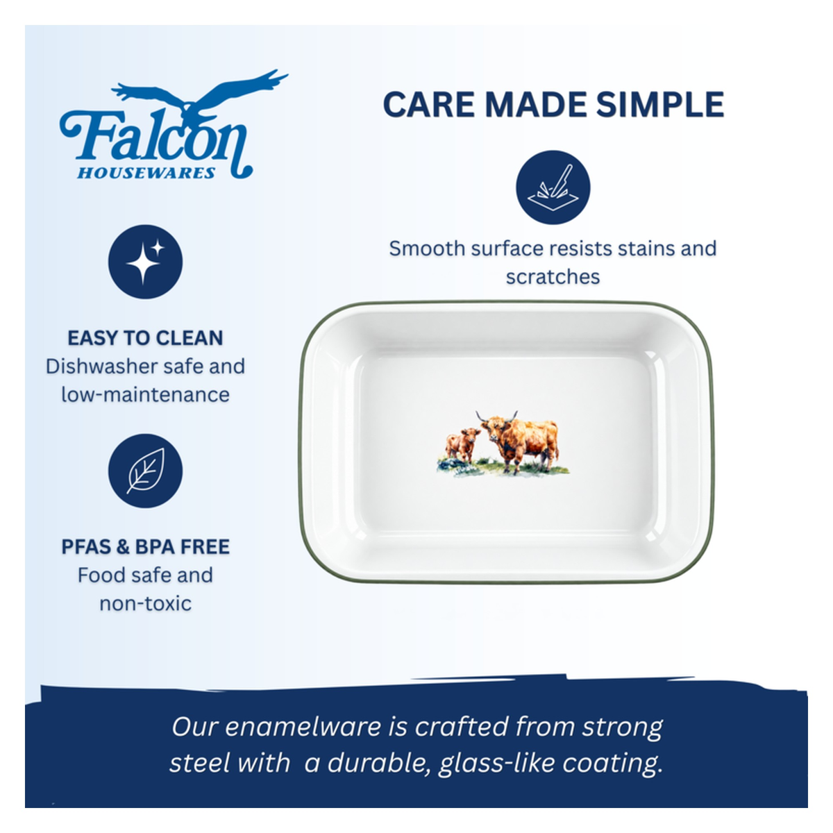 Enamel Bake Pan 28cm - Highland Cow, view 5