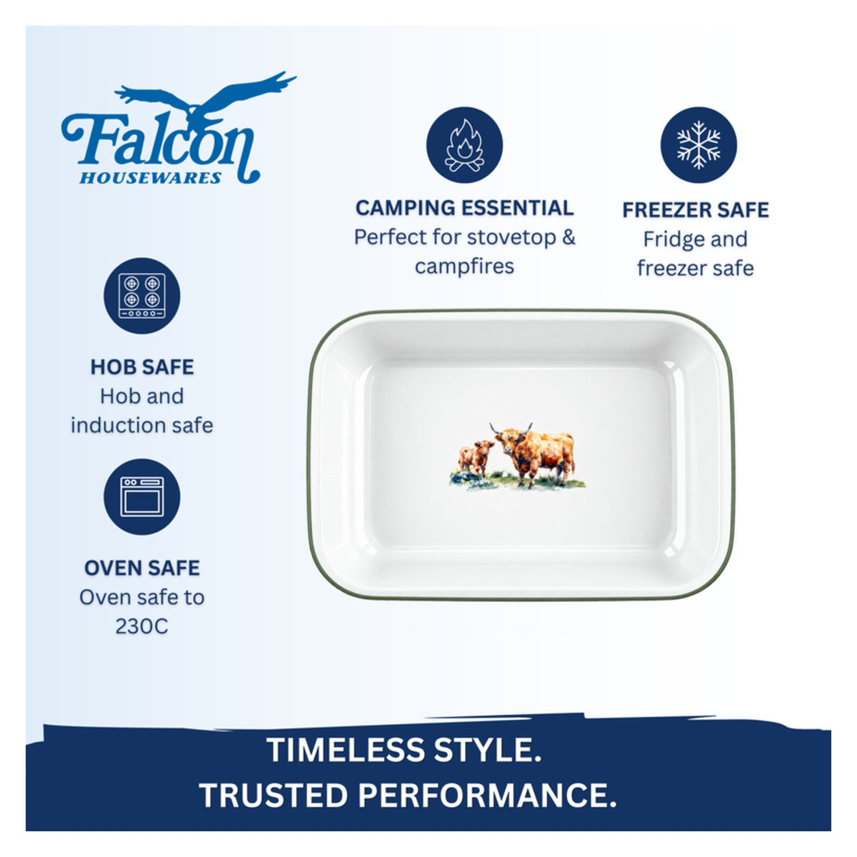 Enamel Bake Pan 28cm - Highland Cow, view 6