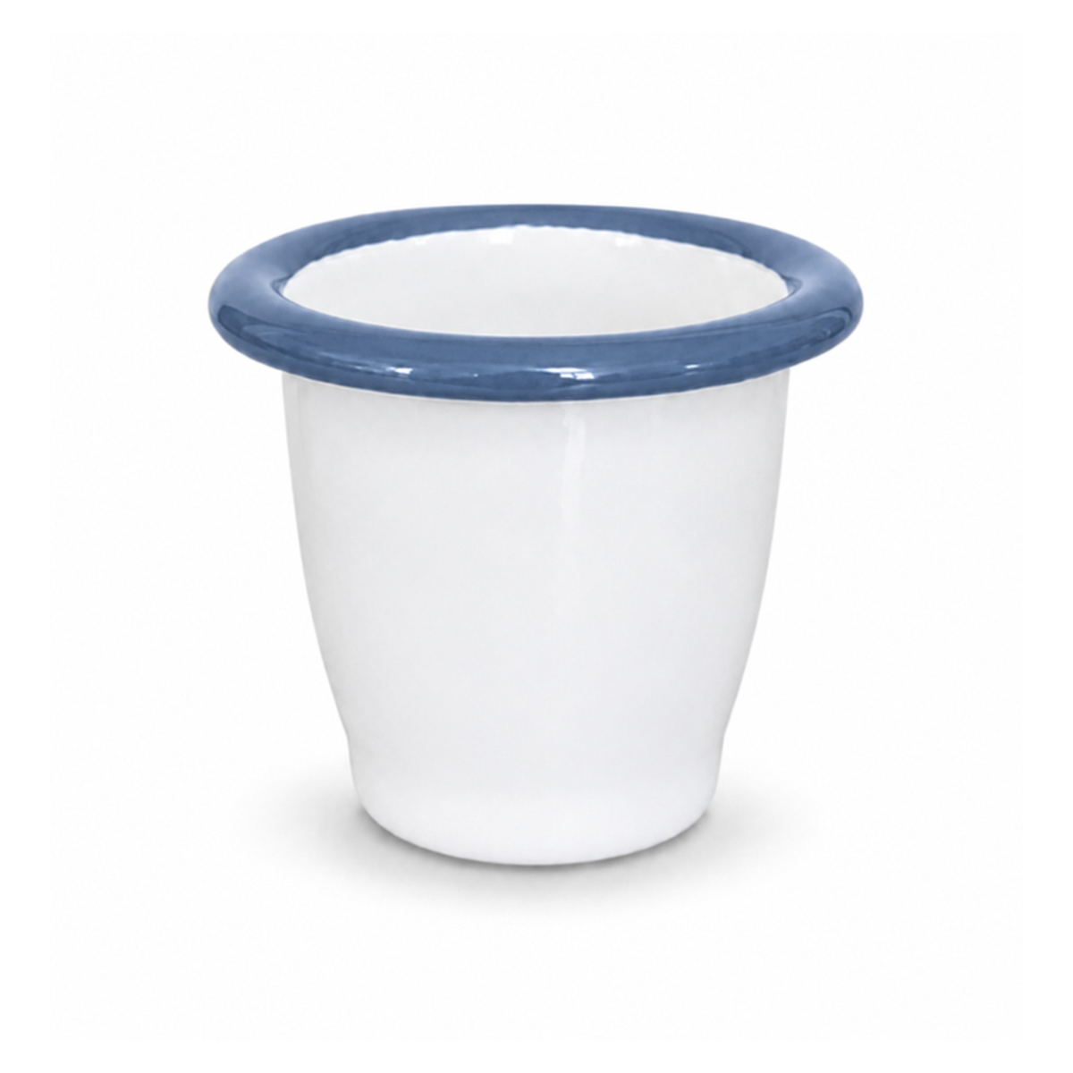Enamel Egg Cup - White With French Blue Rim