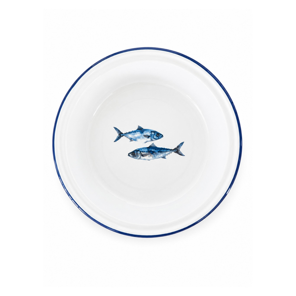 Enamel Round Pie Plate 22cm - Fish