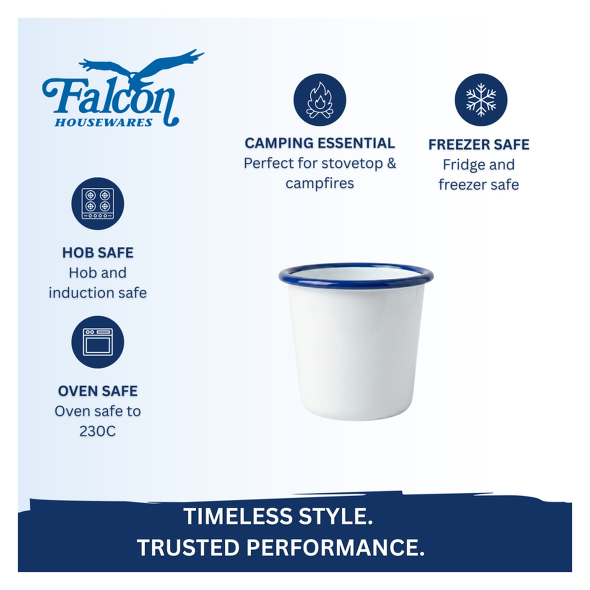 Enamel Tumbler - Traditional White - 310ml, view 2
