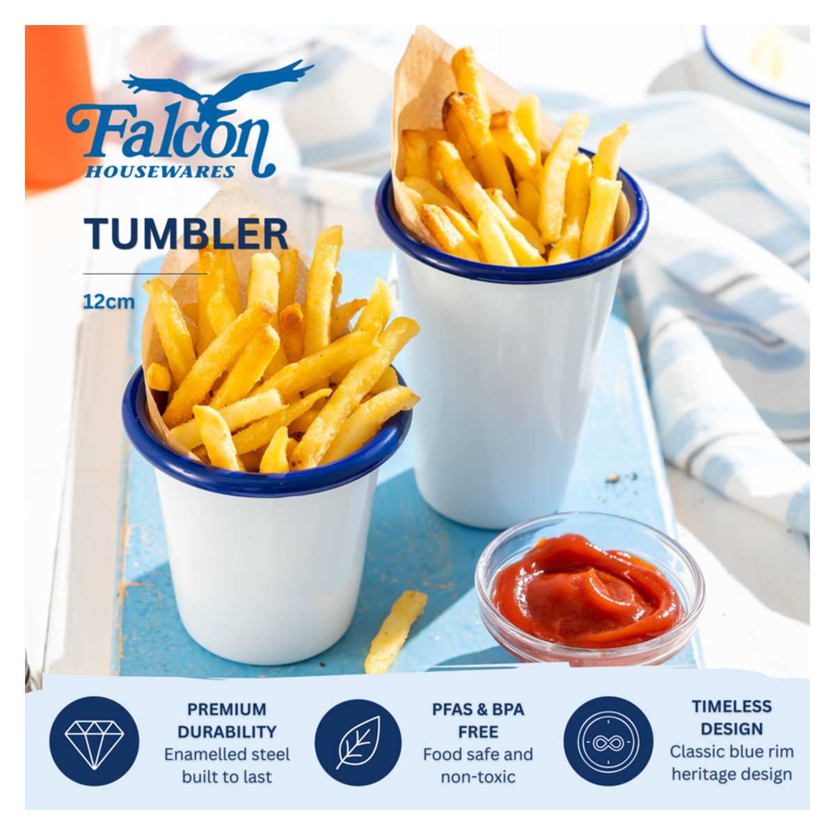 Enamel Tumbler - Traditional White - 410ml