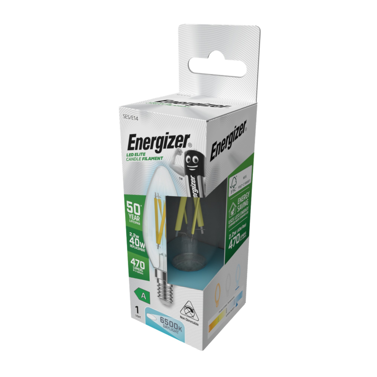 Energizer E14 LED candle bulb 2.2W daylight, view 2