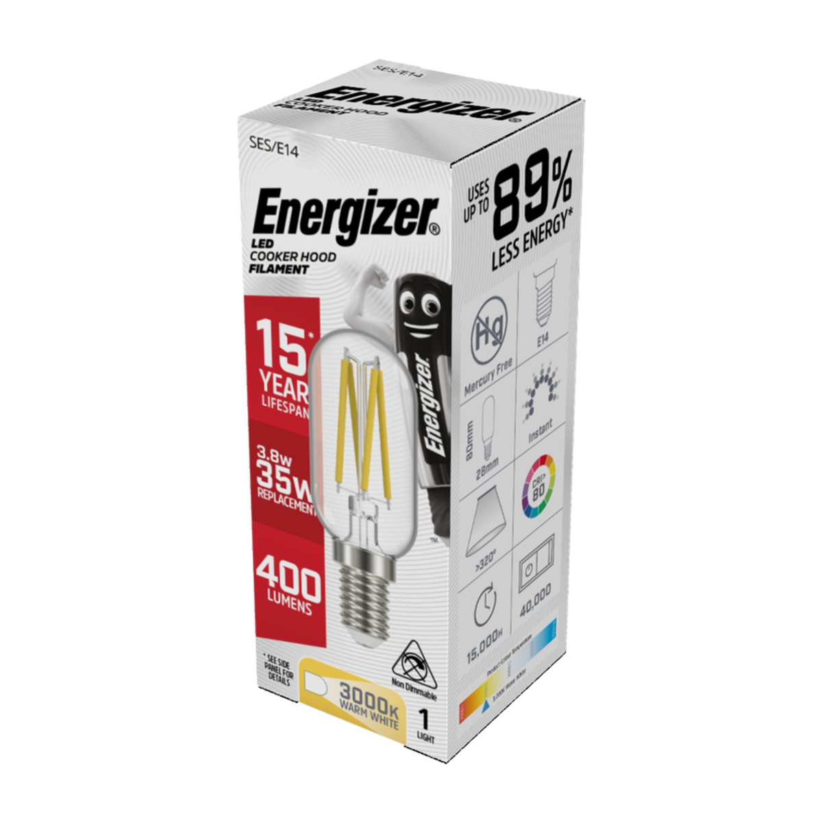 Energizer filament LED cooker hood bulb E14 3.8W