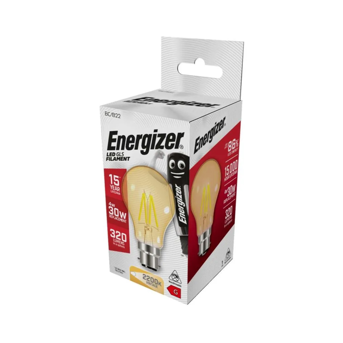 Energizer filament LED lamp B22 4W 2200K