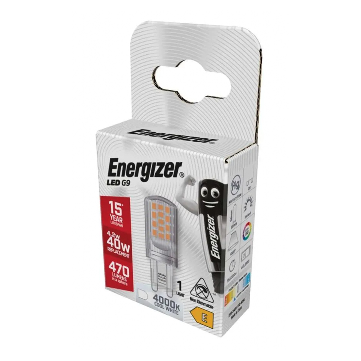 Energizer LED G9 bulb, 4.2W, 470 lumen, cool white