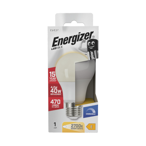 Energizer LED GLS E27 4.2W dimmable bulb