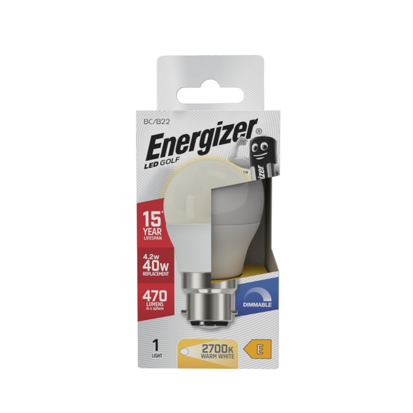 Energizer LED golf ball bulb B22 opal 4.2W