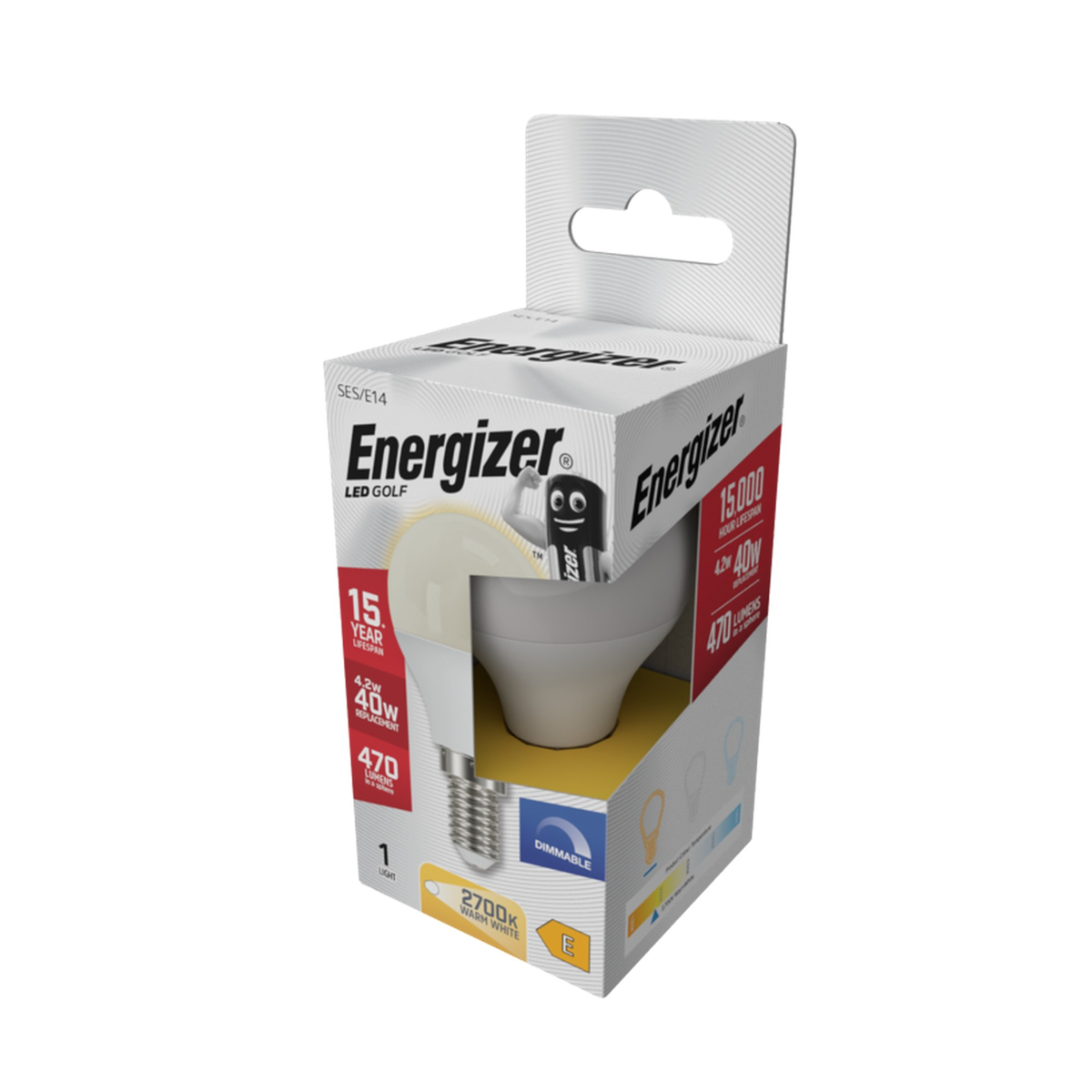 Energizer LED golf ball E14 opal 4.2W dimmable bulb, view 2